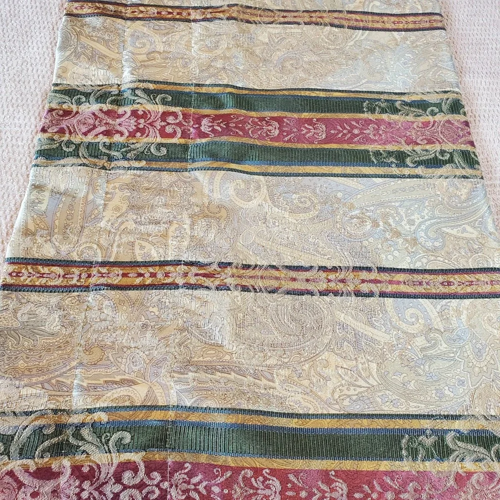 Croscill Vtg Striped valance 18x86 Cotton‎ Blend Gold, Pink, Green, Beige EUC